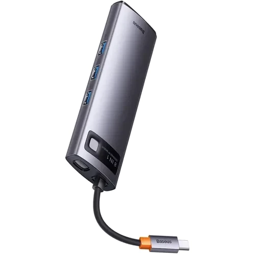 Адаптер Baseus Adapter Metal Gleam Series USB-C to 2xHDMI+3xUSB3.0+PD+SD+TF Grey (WKWG050113): Інтерфейс підключення USB-C
