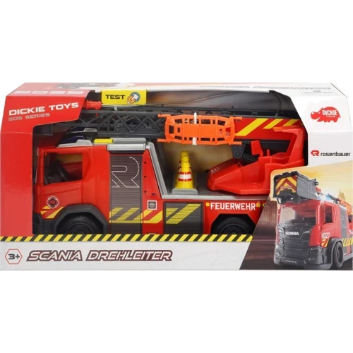 Пожарная машина Dickie Toys "Скания" с телескопической лестницей, со звуком и световыми эффектами 35 см (3716017)
