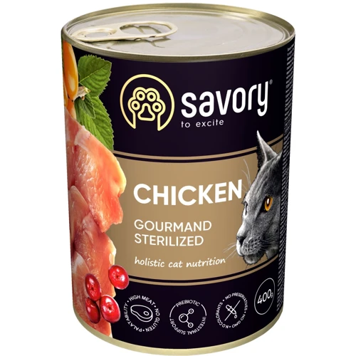 Влажный корм Savory для стерилизованных котов с курицей 400 г (30761)
