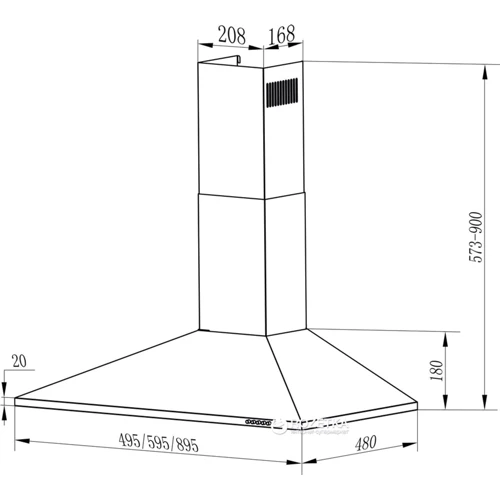 Витяжка INTERLINE UNNA BL A/60 PB/2/T: Тип монтажу Настенный