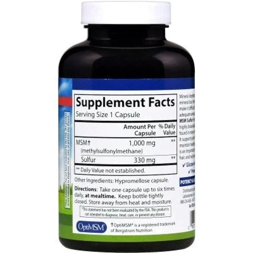 Carlson Labs MSM Sulfur 1,000 mg 180 Veg Caps Метилсульфонилметан МСМ: Тип MSM