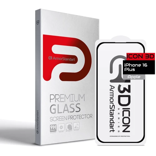 Захисне скло для iPhone ArmorStandart Tempered Glass Icon 3D Black для iPhone 16 Plus (ARM78029)