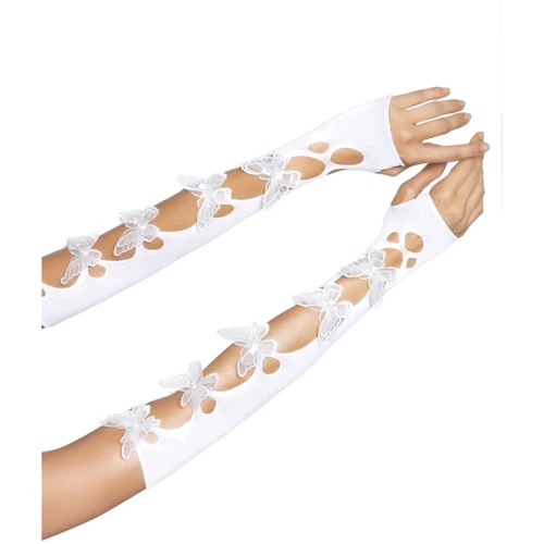 Митенки Leg Avenue Butterfly applique arm warmers White