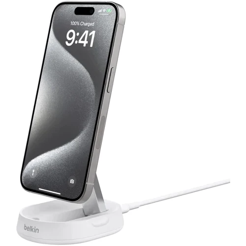 Зарядное устройство Belkin Wireless Charger Magnetic Stand Qi2 15W White (WIA008BTWH) for iPhone 16 I 15 I 14 I 13 I 12 series: Особенности MagSafe