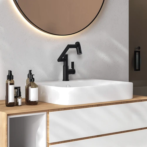 Смеситель для раковины Lefton Single-Hole Rotatable Faucet with Temperature Display-BF2204 Matt Black фото 10