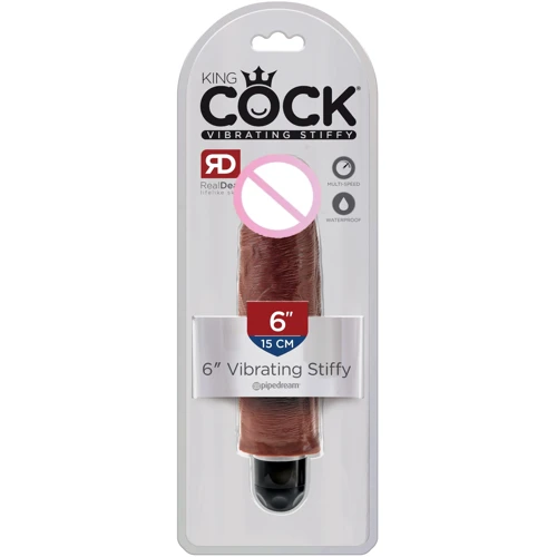 Вибромассажер King Cock 6 Vibr Stiffy Flesh, 17,8х4,2 см, коричневый