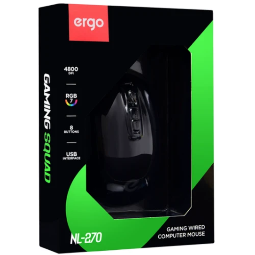 Мишка Ergo NL-270 USB Black (NL-270): Кількість кнопок 8