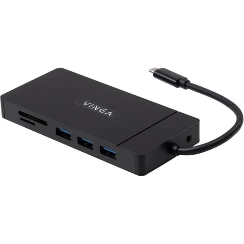 Адаптер Vinga Adapter USB-C to VGA+HDMI+RJ45+3xUSB3.0+USB2.0+SD/TF+PD+mini-jack 3.5 (VHYC10): Колір черный
