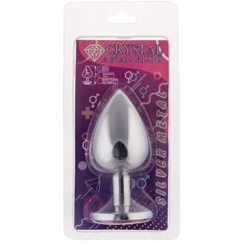 Анальная пробка, Silver Heart Pink Topaz, M