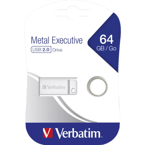 USB-флешка Verbatim 64GB Metal Executive USB 2.0 Silver (98750): Максимальная скорость чтения, МБ/с 80