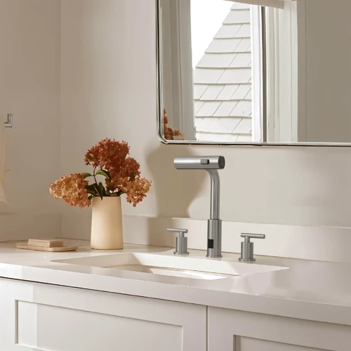 Смеситель для раковины Lefton Two-Handle Widespread Waterfall & Pull-Out Bathroom Faucet with Temperature Display-BFWS2401 Brushed Nickel: Вид монтажа Врезной