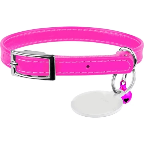 Ошейник Waudog Glamour с QR паспортом для котов кожаный розовый 9 мм (32487)