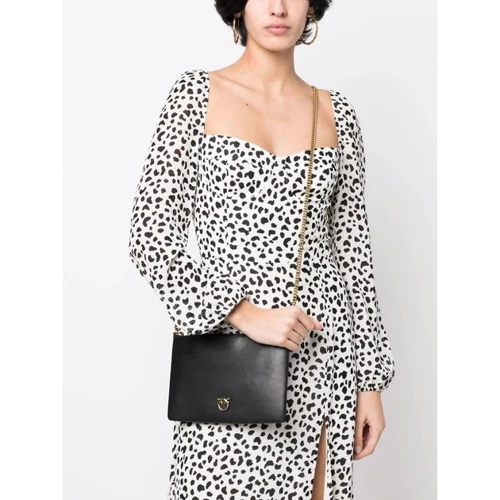 Женский клатч PINKO FLAT CLASSIC VITELLO SETA черный (100455A0F1Z99Q): Фактура Матовая, Гладкая
