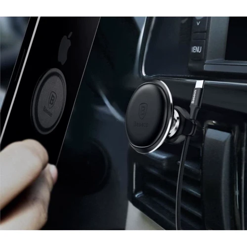 Тримач Baseus Car Holder Magnetic Air Vent Mount Holder with cable clip Black (SUGX-A01/SUGX020001): Тип автомобільний