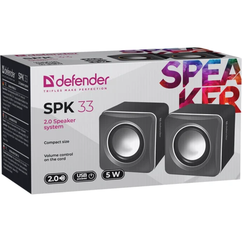 Акустическая система Defender SPK-33 2.0, 5 W, USB gray (65632): Формат акустики 2.0