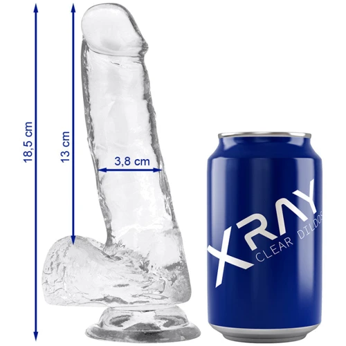 Прозрачный фаллоимитатор с мошонкой XRAY, 18.5 см