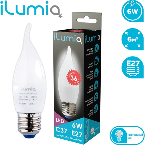 Набор ламп 4шт Ilumia 074 L-6-C37-E27-NW 450Лм, 6Вт, 4000К (LP6976) фото 1