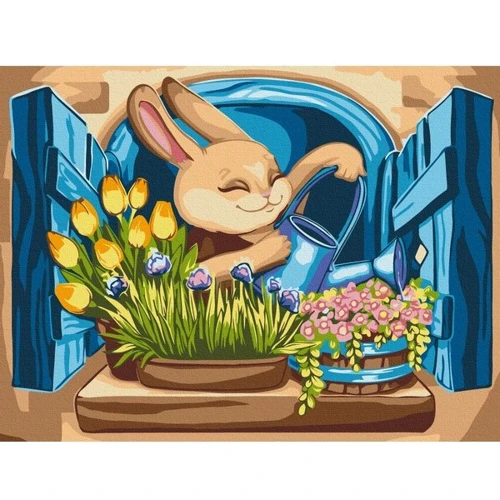 Картина по номерам Brushme Зайчик флорист ©Olena Lazarenko 30х40 см (KBS0139)