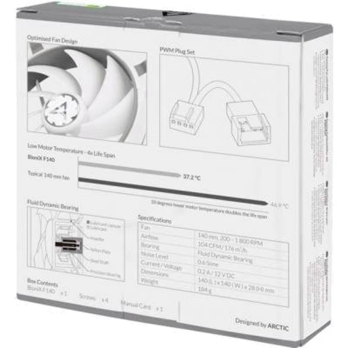 Кулер Arctic BioniX F140 Grey/White (ACFAN00162A): Тип підшипника гидродинамический