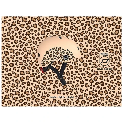 Детский защитный шлем Scoot&Ride леопард с фонариком (SR-181206-LEOPARD) фото 7