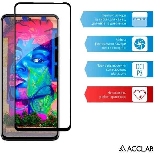 ACCLAB Tempered Glass Full Glue Black for Infinix Hot 50 Pro фото 5