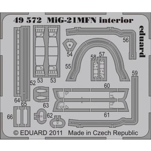 Фототравление Eduard 1/48 Истребитель Миг-21МФН интерьер, самоклеящееся, (Eduard) (EDU-49572)