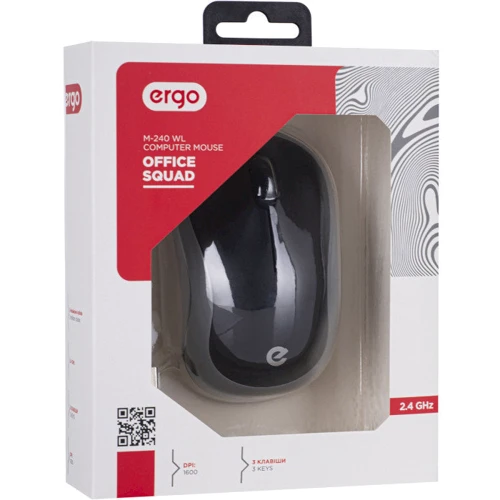 Мышь Ergo М-240 WL Black/Grey (М-240 WL): Радиус действия 10 м