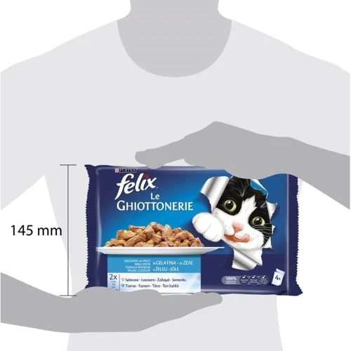 Влажный корм FELIX Fantastic Кусочки в желе для взрослых кошек, мультипак: с лососем 2х100г и с тунцом 2х100г (7613033263866)