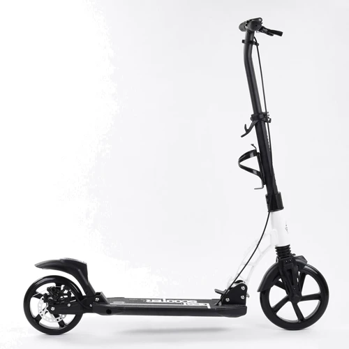 Самокат двоколісний Best Scooter PU колеса, 2 амортизатори, дискове гальмо Black/White (100077): Конструкція рами складная