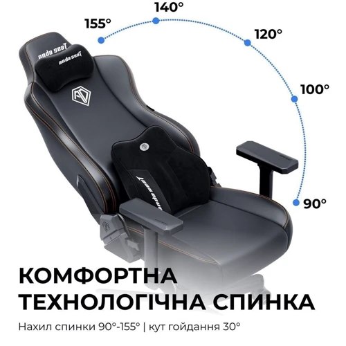 Кресло игровое Anda Seat Kaiser 3E Black PVC Size XL (AD23YC-XL-08-B-PV/C-B01)