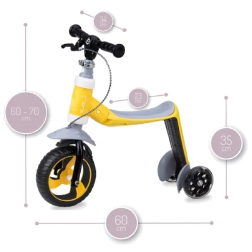 Самокат - беговел MoMi Elios 2в1 yellow (ROBI00032): Материал колес силикон