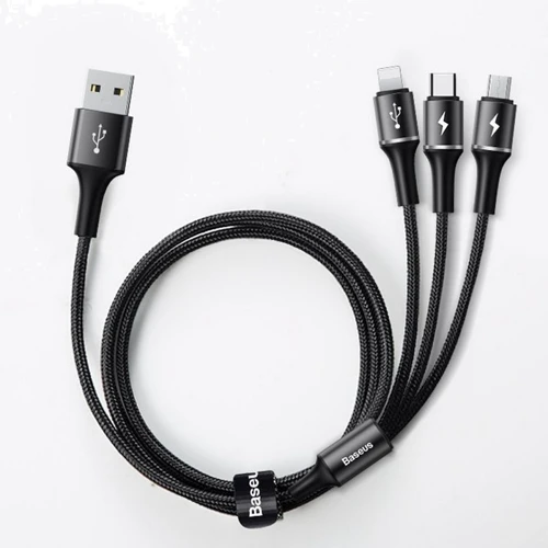 Кабель Baseus USB Cable to Lightning/microUSB/USB-C Halo Data 1.2m Black (CAMLT-HA01): Тип USB Cable - Lightning/microUSB/USB-C