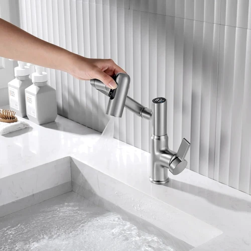 Смеситель для раковины Lefton Single-Hole Rotatable Faucet with Temperature Display-BF2204 Brushed Nickel: Термостат Нет