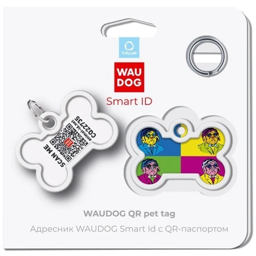 Адресник металлический WAUDOG Smart ID c QR паспортом рисунок Бульдоги 40х28 мм (0640-0220): Назначение Для всех пород