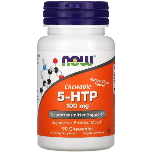 NOW Foods 5-HTP 100 mg 5-гидрокситриптофан 90 жевательных таблеток