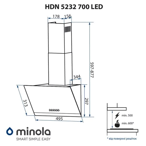 Витяжка Minola HDN 5232 BL / INOX 700 LED фото 12