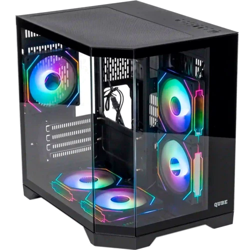 Корпус QUBE Crystal ARGB Black (CRYSTAL_GBNU3): Форм-фактор материнської плати MicroATX/Mini-ITX
