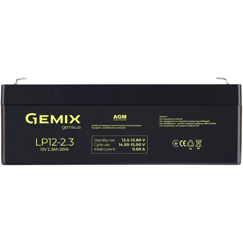 Акумуляторна батарея Gemix LP12-2.3 12V 2.3Ah AGM: Тип AGM