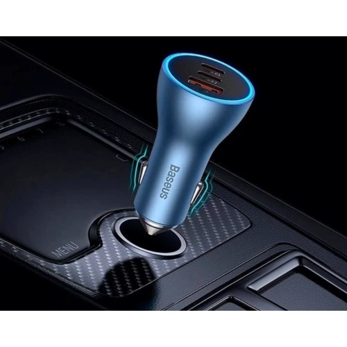 Зарядное устройство Baseus Car Charger USB+2хUSB-C Golden Contactor Pro 65W Blue (CGJP010003) фото 6