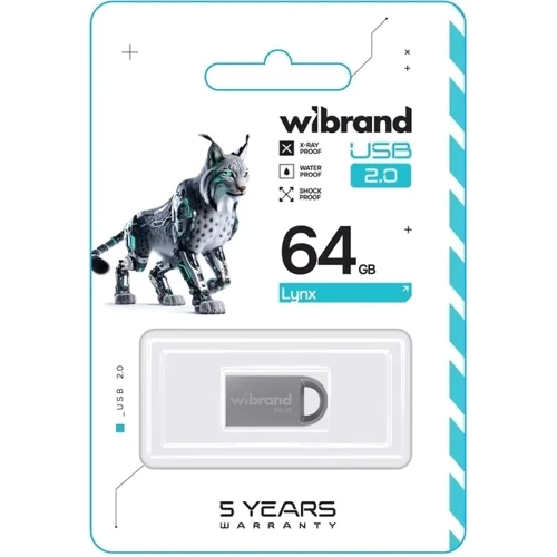 USB-флешка Wibrand 64Gb Lynx USB 2.0 Silver (WI2.0/LY64M2S): Стандарт USB USB 2.0