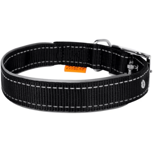 Ошейник Collar Dog Extremе нейлон двойной (ш 40мм, д 46-58см) со светоотражающей вставкой, черный: Цвет черный
