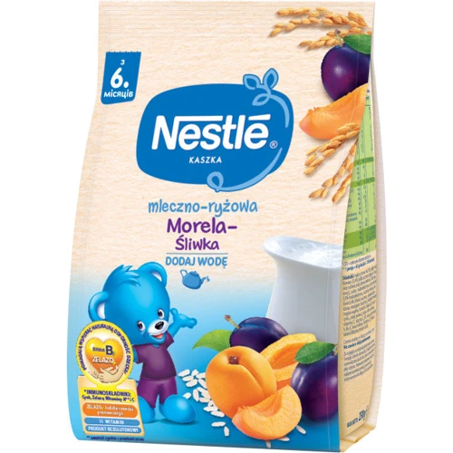 Каша Nestle молочная рисовая со сливой и абрикосом с бифидобактериями (пробиотиками) для детей с 6 месяцев, 230г (7613034699176)
