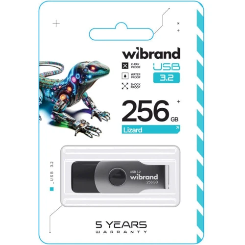 USB-флешка Wibrand 256GB Lizard USB 3.2 Gen 1 Black (WI3.2/LI256P9B): Обсяг пам'яті 256 GB