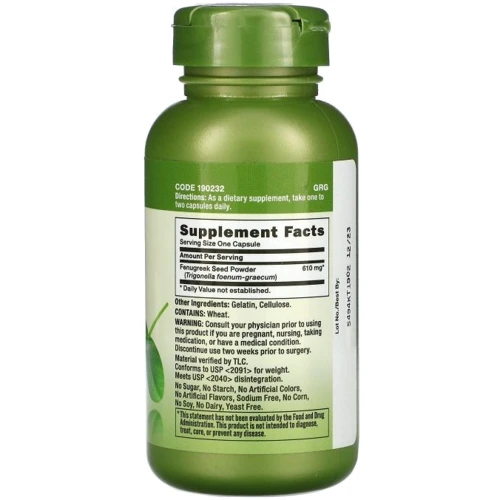 GNC Herbal Plus Fenugreek 610 mg Пажитник 100 капсул: Форма випуску Капсулы