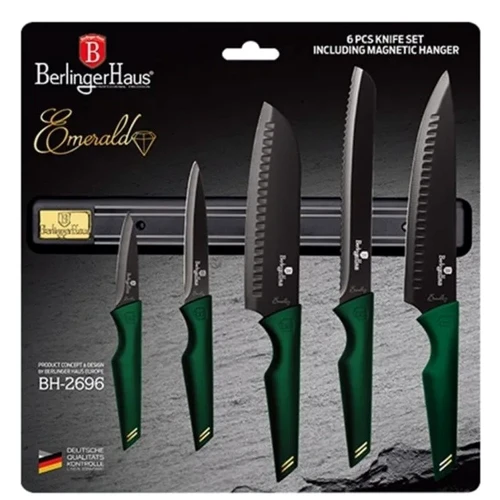 Набор кухонных ножей Berlinger Haus Emerald Collection с магнитной планкой 6 предметов (BH 2696): Наименование Набор кухонных ножей 6 пр.