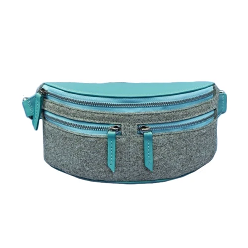 Сумка поясна BlankNote Spirit фетр сірий + бірюзова шкіра тиффани (BN-BAG-15-felt-tiffany)