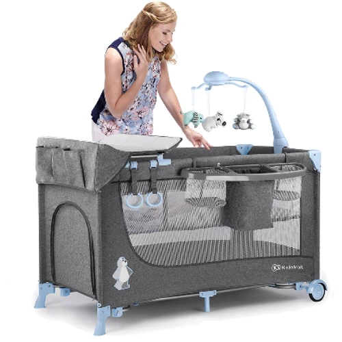 Кровать-манеж с пеленатором Kinderkraft Joy Blue (KKLJOYBLU000AC): Материал металл