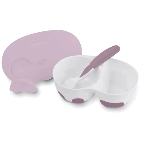 Тарелочка с ложечкой BabyOno двухкамерная розовый(1067/02)