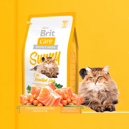 Сухой корм гипоалергенный для длинношерстных кошек Brit Care Sunny I have Beautiful Hair 7 кг (8595602505609): Тип Сухой корм