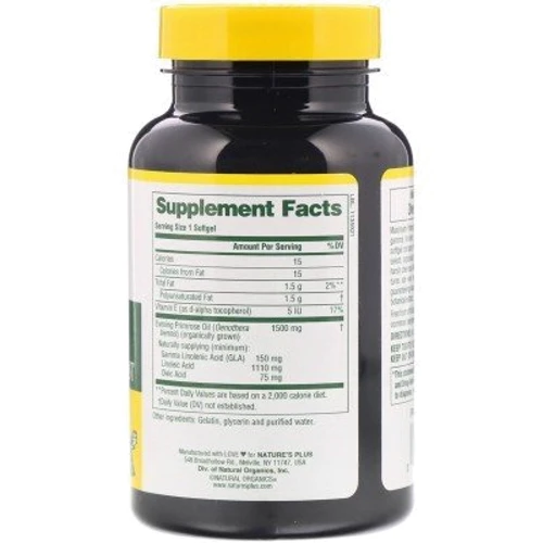 Nature's Plus Ultra EPO 1500 Maximum Potency 60 Softgels Масло вечерней примулы: Тип Масло вечерней примулы